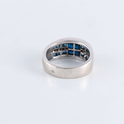 Bague 56 Bague Saphirs calibrés et Diamants 58 Facettes FM94