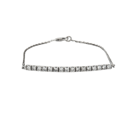 Bracelet Bracelet or blanc barrette diamants 58 Facettes