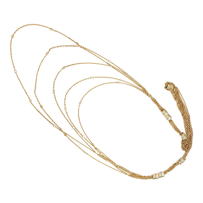 Boucheron long necklace, "Quatre Radiant", in yellow gold and diamonds.
