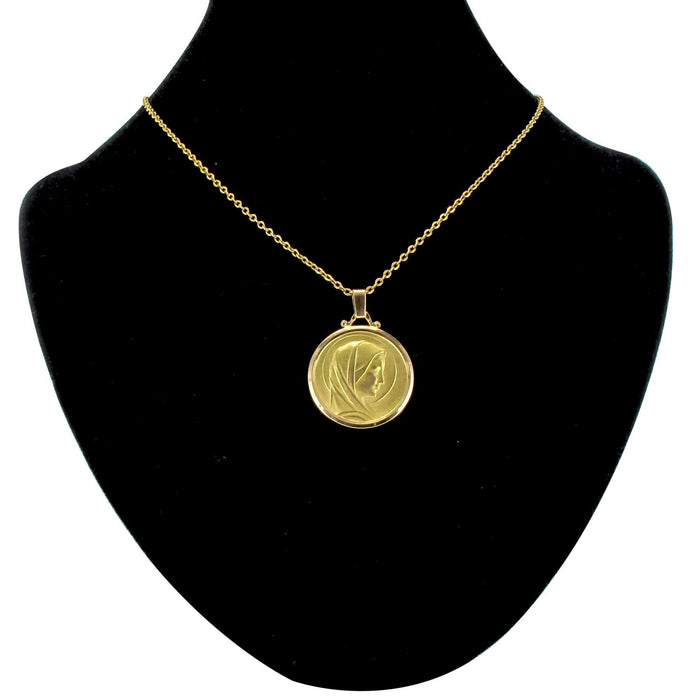 Pendentif Médaille Vierge Marie auréolée en or jaune et or rose 58 Facettes 19-491A