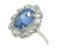 Ring Oval Ceylon sapphire and diamond entourage ring 58 Facettes