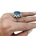 Ring 57 Ring in white gold, platinum, sapphire and diamonds. 58 Facettes 30180