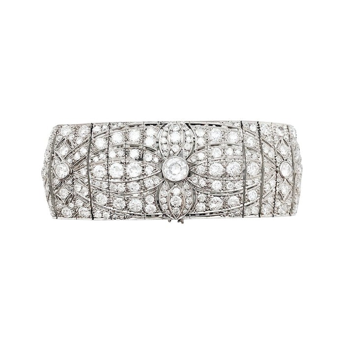 Art Deco cuff in platinum and diamonds.