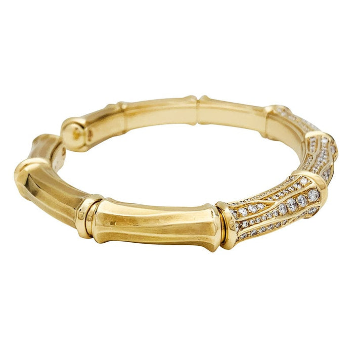 Bracelet Cartier, "Bamboo", or jaune, diamants.