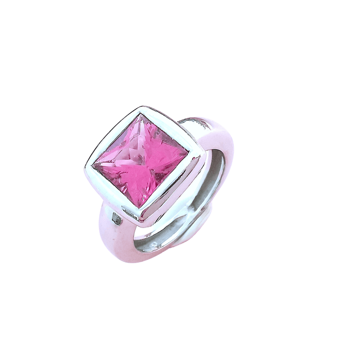 Bague 51.5 Bague Or blanc Tourmaline rose 58 Facettes AA 1628