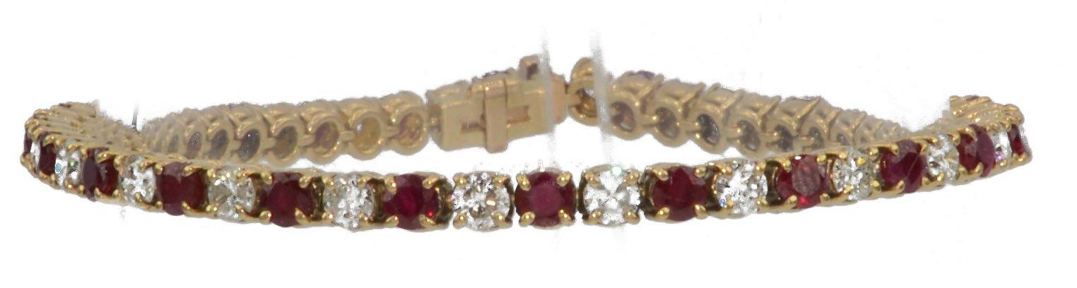 Bracelet Bracelet rivière - Or jaune diamants et rubis 58 Facettes 1