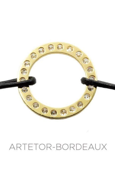 Bracelet cuir cercle diamanté