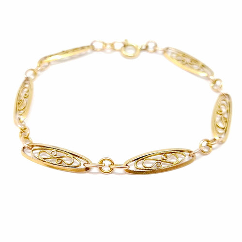 Bracelet Bracelet ancien maille filigrane or jaune 18 carats 58 Facettes
