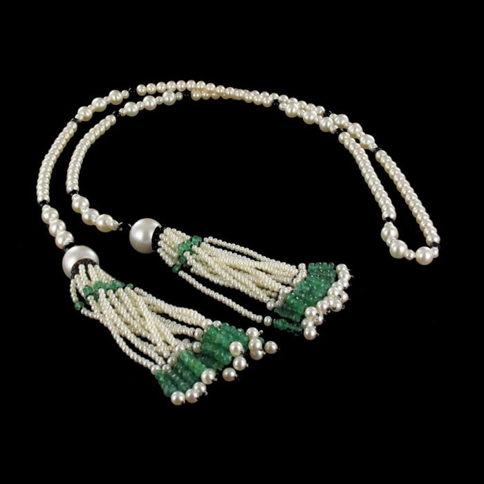 Collier Sautoir perles, émeraudes et onyx 58 Facettes 11-128-3995735