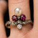 Ring 58 Old duchess ruby ​​diamond and fine pearl ring 58 Facettes 17-151-58-1