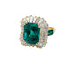 Ring 50 Yellow gold emerald skirt ring 4,12 carats, diamonds. 58 Facettes 30506