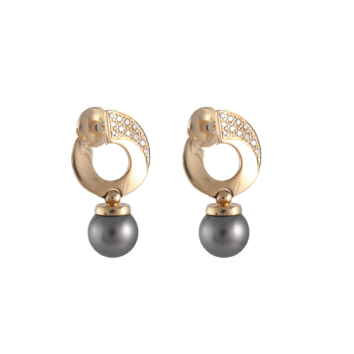 Boucles d'oreilles Dormeuses Perles de Tahiti Diamants 58 Facettes 1