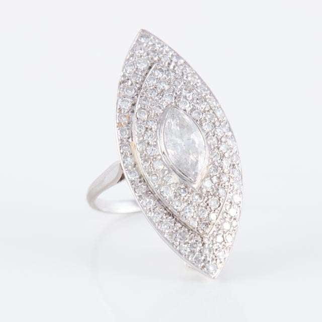 Bague 56 Bague Marquise Diamant navette 58 Facettes HS20833