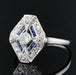 Ring 55 Art deco diamond sapphire hexagonal ring 58 Facettes 20-577-55