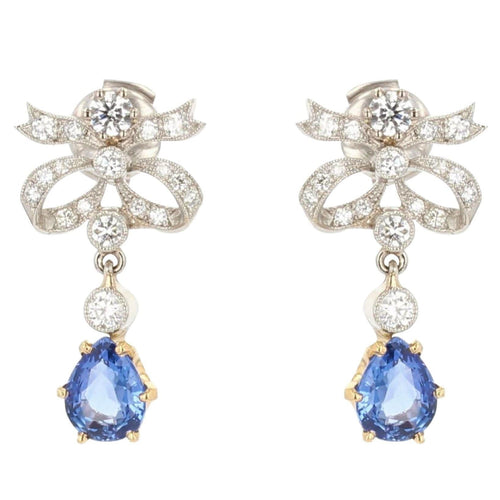 Boucles d'oreilles Boucles d'oreilles noeuds de diamants et saphirs 58 Facettes AR0009121