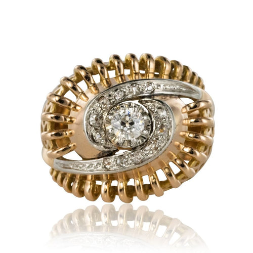 Bague 51 Bague rétro tourbillon de diamants 58 Facettes 19-084-55