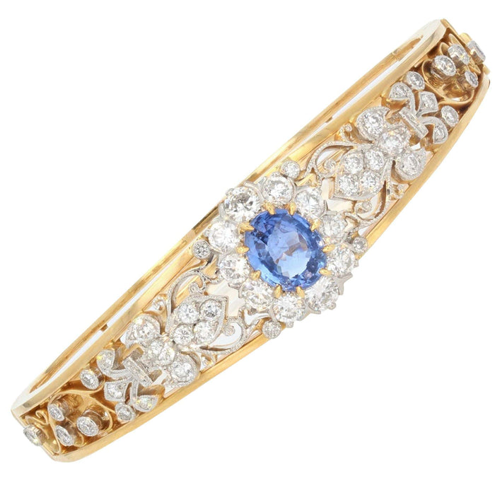 Bracelet Bracelet jonc ouvrant en or et platine saphir diamants 58 Facettes AG207FE