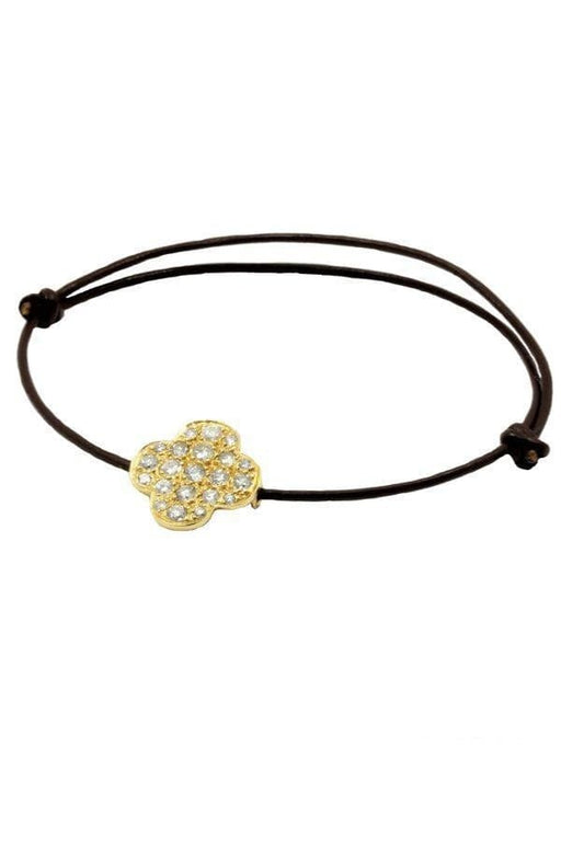 Bracelet Bracelet cuir trèfle diamanté 58 Facettes 8281
