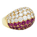 Ring 57 Dome ring in yellow gold with diamonds and rubies. 58 Facettes 30527