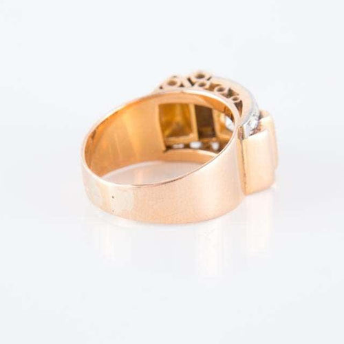 Bague 58.5 Bague Tank Platine Or jaune Diamants 58 Facettes HS20861