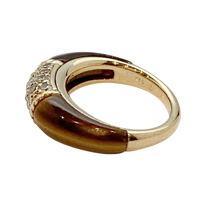 Van Cleef et Arpels "Philippine" ring in yellow gold, tiger eye and diamonds.