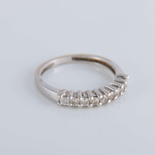 Bague 48 Demi-alliance 10 Diamants Or blanc 58 Facettes 1