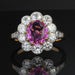 Ring 55 Daisy ring pink sapphire diamonds gold platinum 58 Facettes AG39DZ-55
