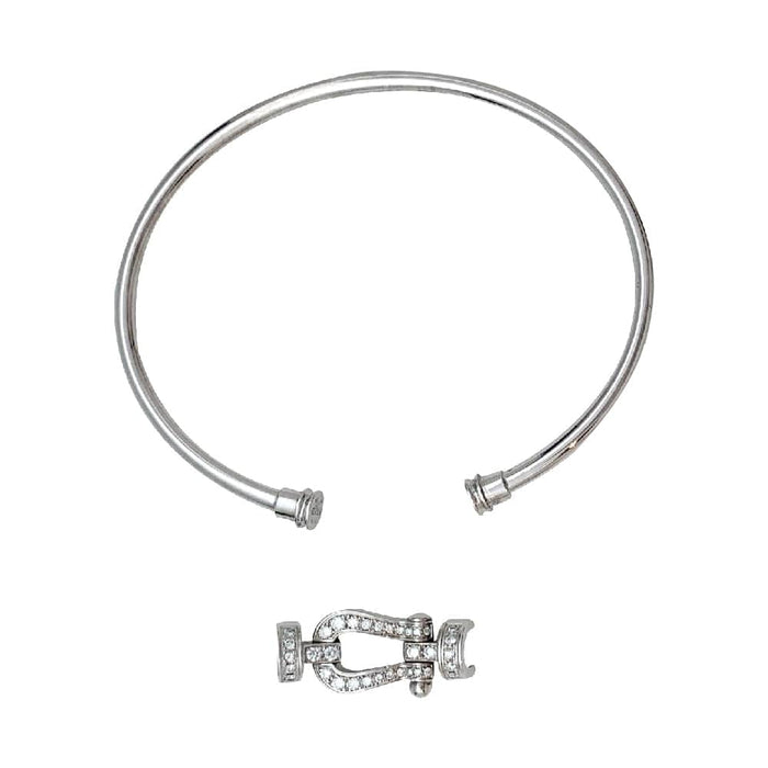 Bracelet Bracelet Fred "Force 10" moyen modèle en or blanc et diamants. 58 Facettes 29902
