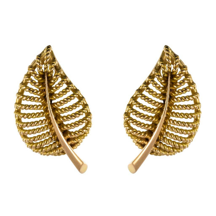 Boucles d'oreilles Boucles d'oreilles clips feuilles d'or 58 Facettes 19-234