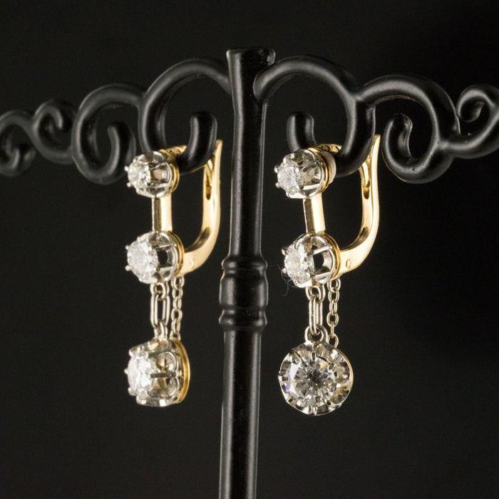 Boucles d'oreilles Boucles d'oreilles trembleuses diamants 19ème siècle 58 Facettes 18-145