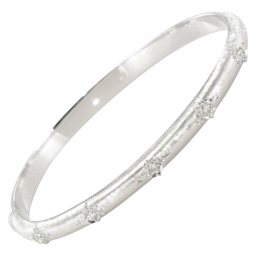 Bracelet Bracelet jonc diamants or blanc satiné 58 Facettes BS4B