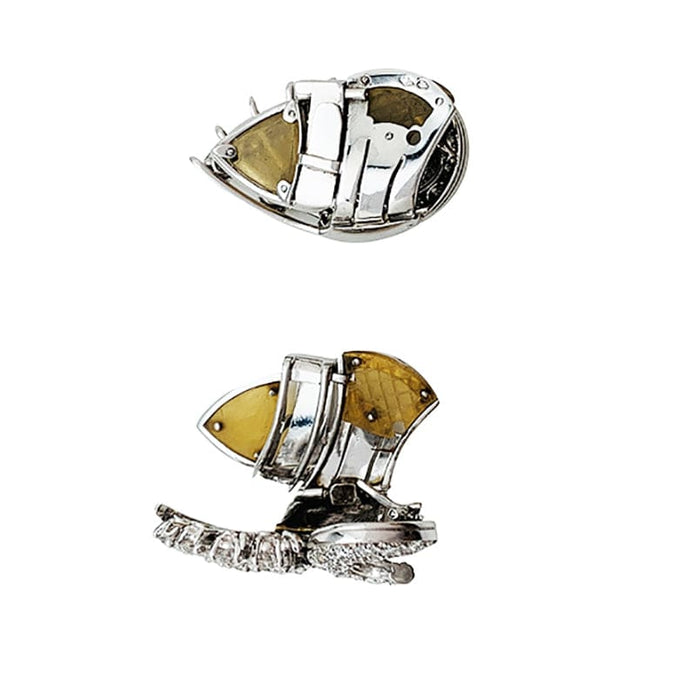 Boucles d'oreilles Boucles d'oreilles clips en or blanc et platine, diamants. 58 Facettes 30466
