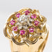 Ring 50 Retro ring with ruby ​​diamonds and intertwined gold threads 58 Facettes 20-155-49
