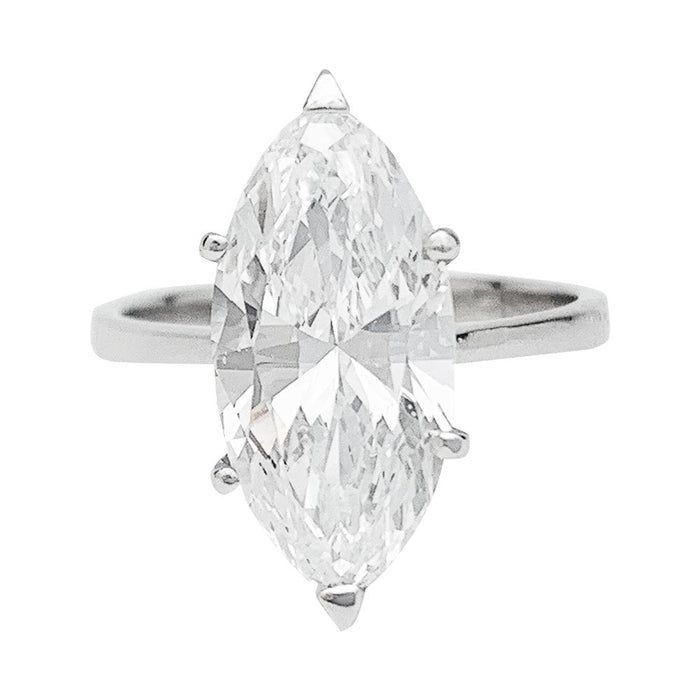 Bague 54 Bague diamant navette de 2,94 carats, platine et or. 58 Facettes 30624
