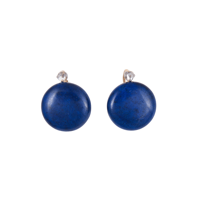 Boucles d'oreilles Paire de dormeuses lapis lazuli, diamants, XIXème 58 Facettes
