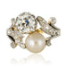 Ring 54 Old diamond and fine pearl ring you and me 58 Facettes 18-049-54