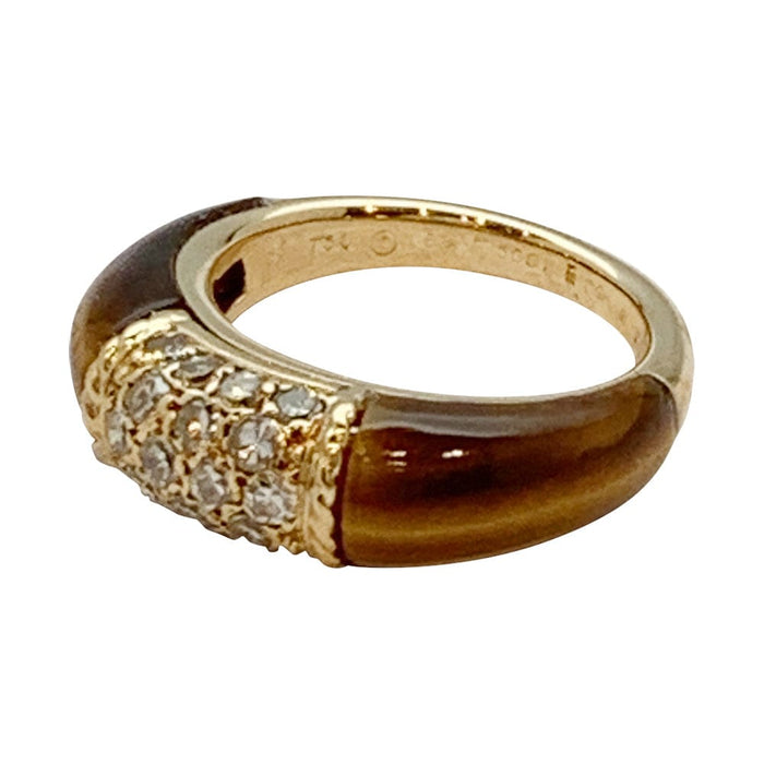 Van Cleef et Arpels "Philippine" ring in yellow gold, tiger eye and diamonds.