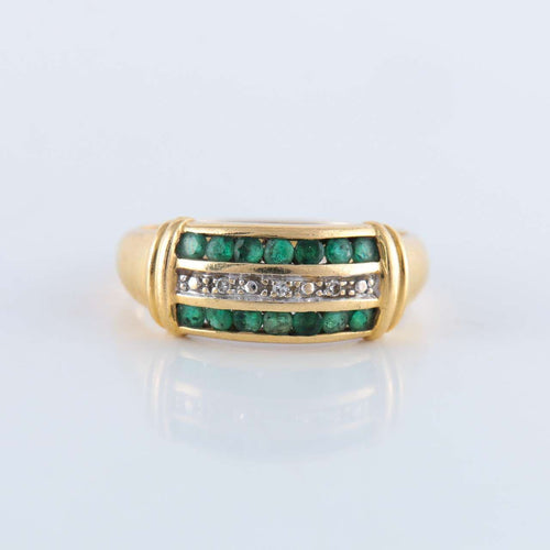 Bague 57 Bague Ligne Emeraudes Diamants 58 Facettes JE131