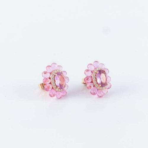Boucles d'oreilles Boucles d'oreilles style Marguerite Saphirs roses 58 Facettes B1969