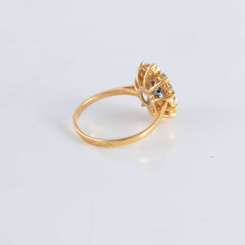 Bague 48 Bague Marguerite or jaune Saphir Diamants 58 Facettes FM50