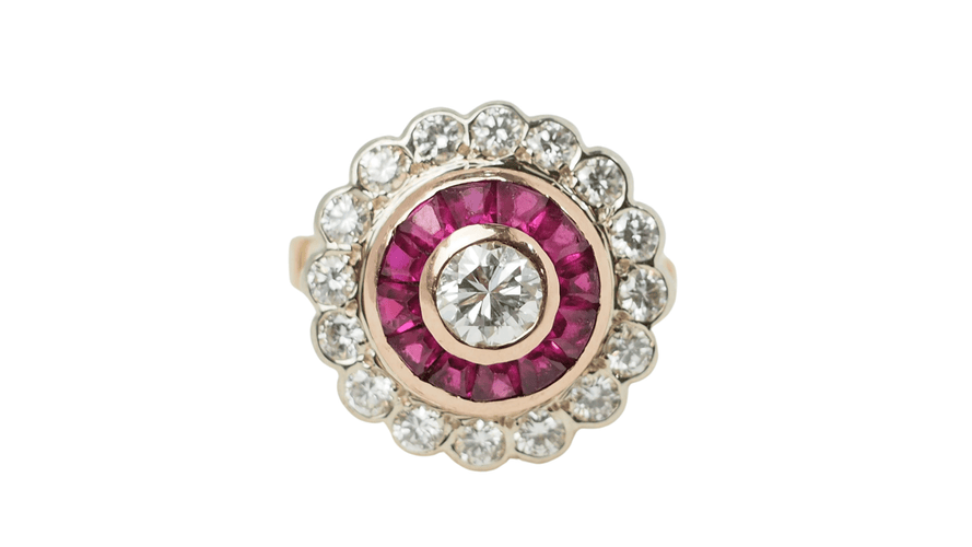 Bague 54 Bague entourage Rubis Diamants 58 Facettes 32432