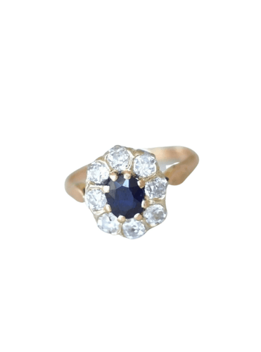 Bague Bague marguerite saphir entourage diamants 58 Facettes