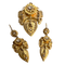 Broche ENSEMBLE ANTIQUE DE BOUCLES D'OREILLES ET BROCHE/PENDENTIF DU 19ÈME SIÈCLE en OR 18 kt avec DIAMANTS 58 Facettes Q995A