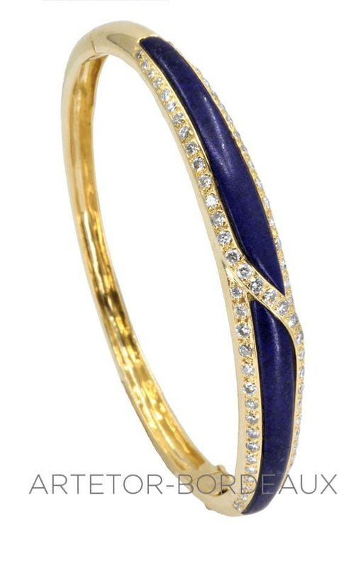 Bracelet Jonc ouvrant lapis lazuli et diamants 58 Facettes 34241