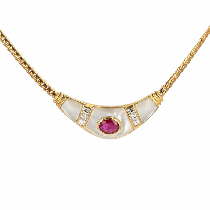 Collier Collier nacre diamants et rubis 58 Facettes 18-368