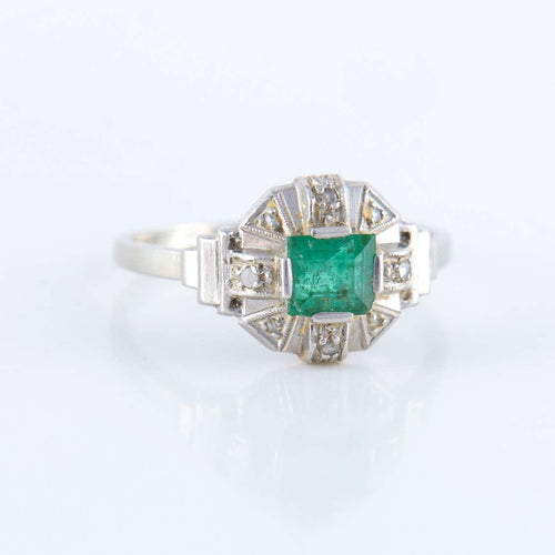 Bague 56.5 Bague style Art Déco Emeraude 58 Facettes 115