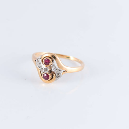 Bague 58 Bague Deux Rubis Diamants 58 Facettes 1