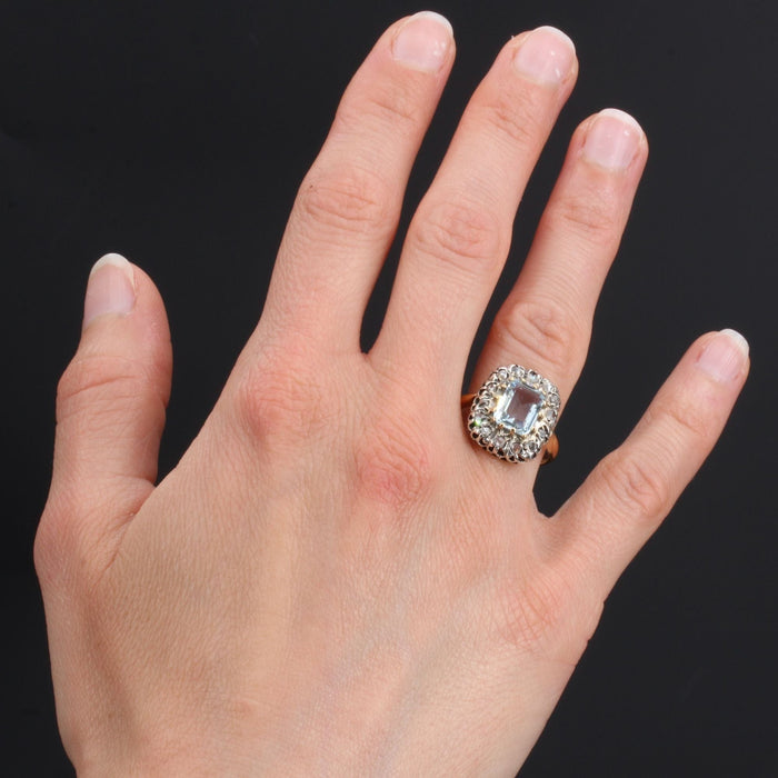 Bague 53 Bague ancienne aiguemarine diamants 58 Facettes 21-155B-53