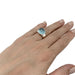 Ring 52 Square ring in white gold, aquamarine cabochon. 58 Facettes 30362