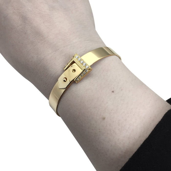 Bracelet Bracelet Hermès, "Boucle d'or", or jaune, diamants. 58 Facettes 28512